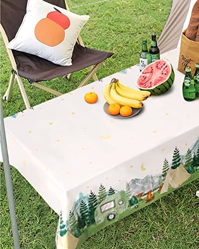 Camping Birthday Decorations Table Cover Set for Kids
