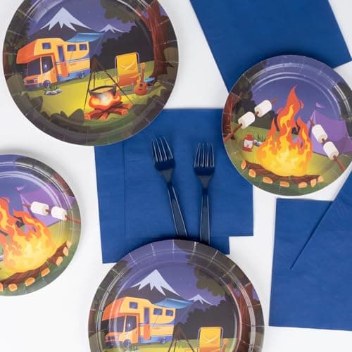Camping Party Supplies for 24 Guests, 96PCS Total