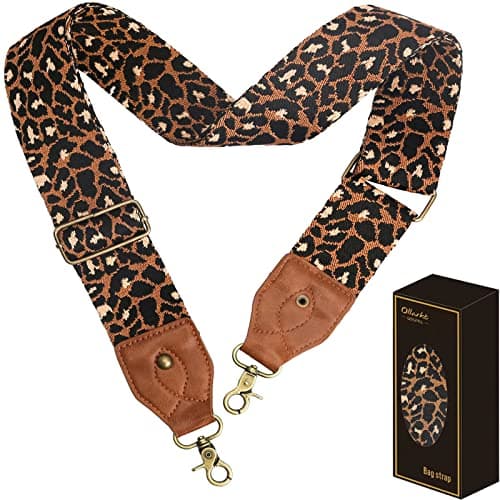 OllarKt 2" Wide Adjustable Leather Bag Strap — Leopard 01