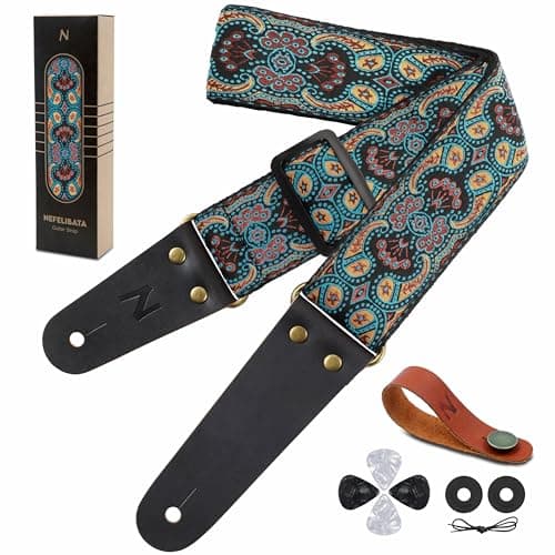 Nefelibata Guitar Strap with Hidden Pocket for Bass, Electric, and Acoustic Guitars — Classical Style