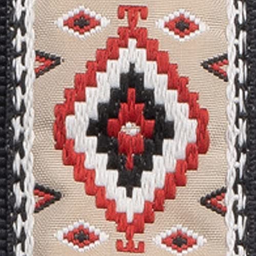 KLIQ Vintage Woven Guitar Strap for Acoustic & Electric Guitars — Diné Sand & Burgundy