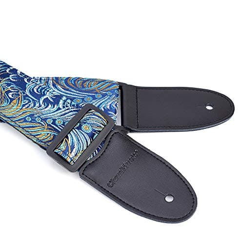 CloudMusic Acoustic Electric Guitar Strap Blue Vintage Floral