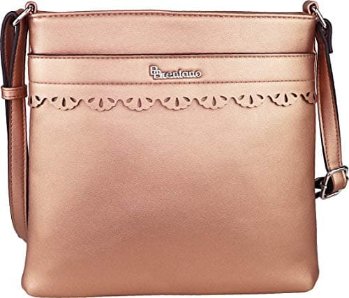 B BRENTANO Vegan Leather Medium Crossbody Purse — Rose Gold - S