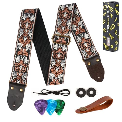 Jacquard Embroidered Cotton Guitar Straps for Acoustic Guitars with Real Leather Ends
| Real Leather Ends Jacquard Embroidered Cotton Guitar Straps for Acoustic Guitars
| Acoustic Guitars Premium Jacquard Embroidered Cotton Guitar Straps with Leathe 