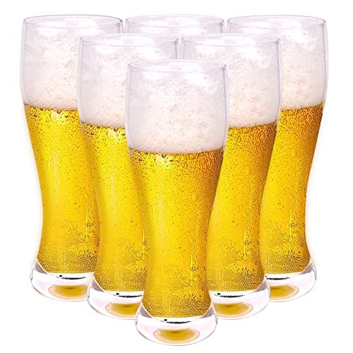 18oz Classic Craft Beer Glasses - Set of 6 Pilsner Glasses for Men