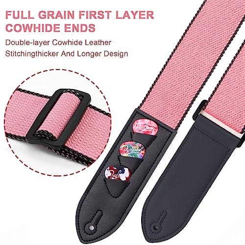 BestSounds Acoustic Electric Bass Guitar Strap with Leather Neck Strap & Accessories