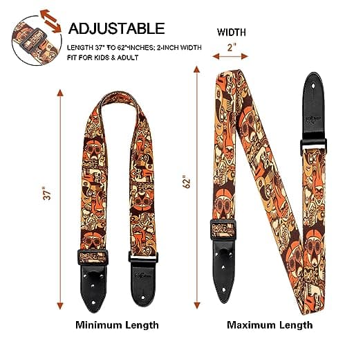 Bass, Electric & Acoustic Guitar Strap with Pick Pocket & Locks