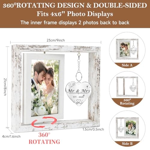 Personalized Mr & Mrs Rotating Floating Picture Frame 4x6