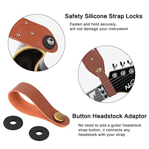 Jacquard Embroidered Cotton Guitar Strap with Pick & Locks for Bass, Electric & Acoustic Guitars