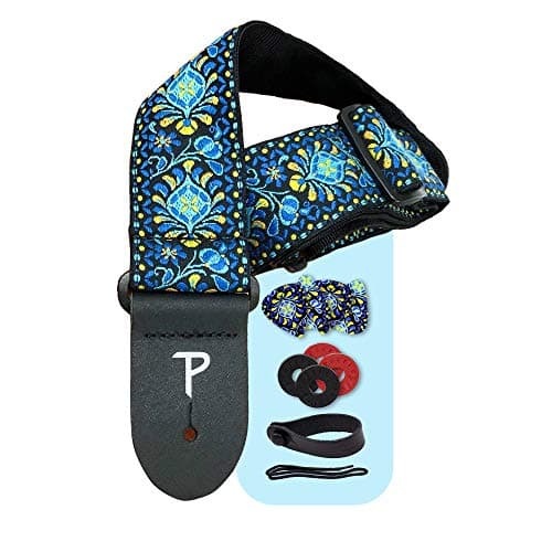 Perri’s Leathers Ltd. Jacquard Adjustable Guitar Strap - Made in Canada — Blue Lotus Set