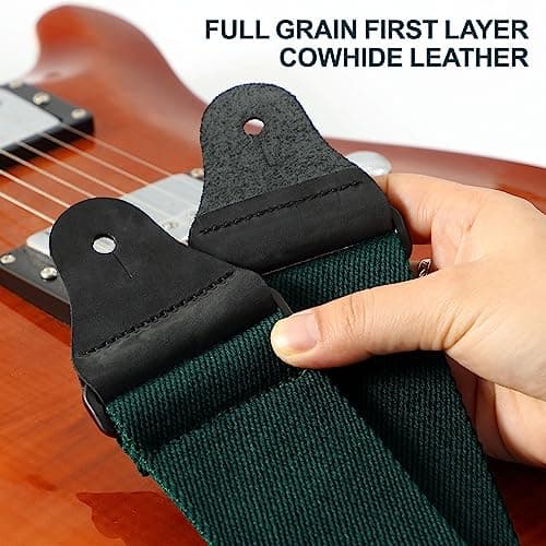 Nefelibata Christmas Green Guitar Strap with Leather Ends