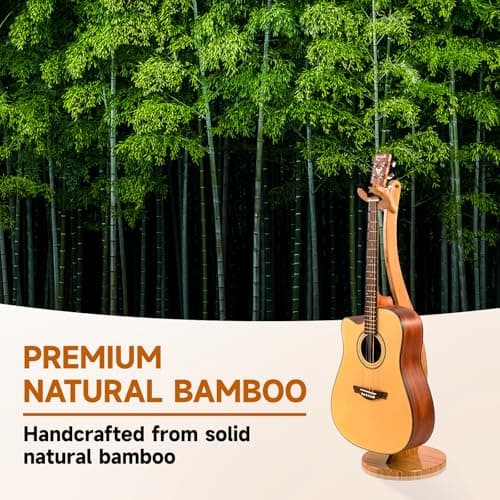 Handmade Bamboo Guitar Stand for Acoustic & Electric Guitars, Mandolins & Banjos