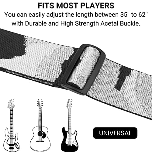 Bakko Camo Guitar Strap: Nylon Woven with Leather Ends