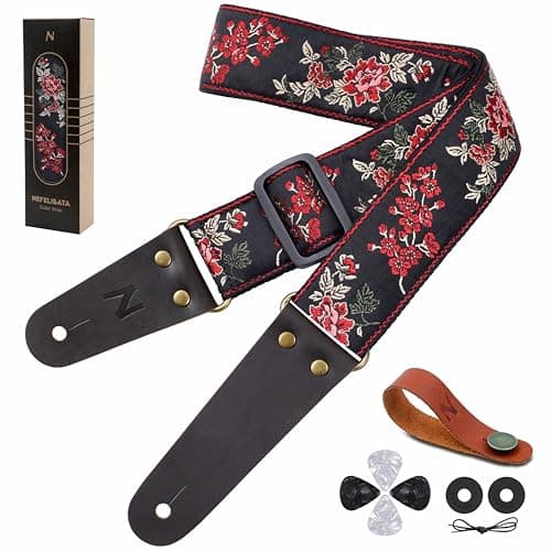 Nefelibata Guitar Strap with Hidden Pocket for Bass, Electric, and Acoustic Guitars — Pink Diamond