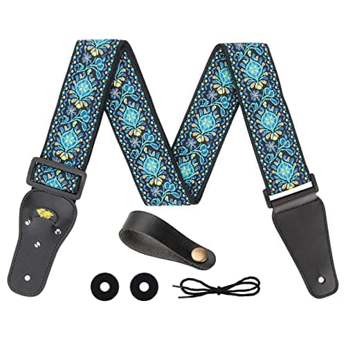 Silicone Lock Electric/Acoustic/Bass Guitar Strap with Cotton Jacquard