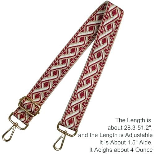 Retro Rose Red Jacquard Embroidery Adjustable Shoulder Bag Strap (R4127)