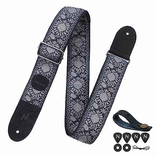 Nefelibata Guitar Strap with Pick Pocket for Bass, Electric, and Acoustic Guitars