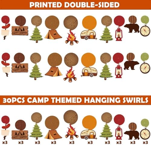 Camping Kids Party Hanging Swirls Decoration