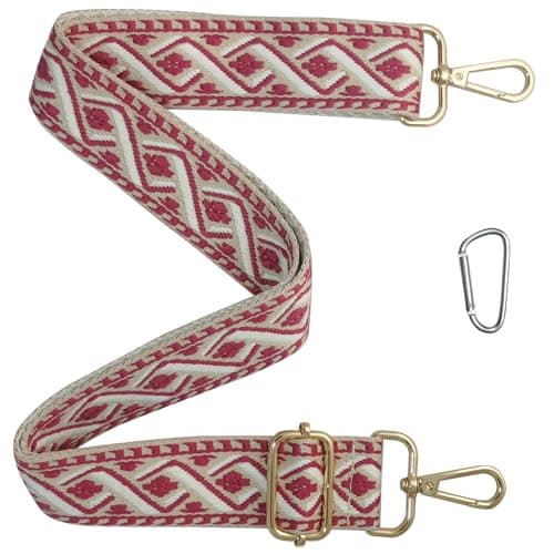 Retro Rose Red Jacquard Embroidery Adjustable Shoulder Bag Strap (R4127)