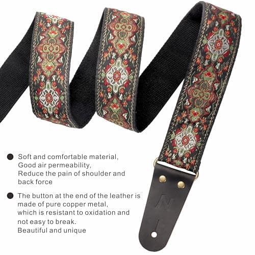 Nefelibata Guitar Strap with Hidden Pocket - for Bass, Electric, and Acoustic Guitars