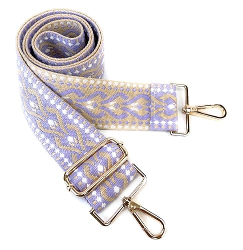 VersaKits Light Green Ethnic Jacquard Crossbody with Adjustable Shoulder Strap — (01)light Purple Khaki/Light Gold Hooks