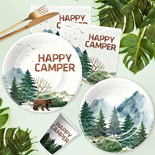 Happy Camper Birthday Party Supplies - Camping Adventure Theme Decorations | Serve 24