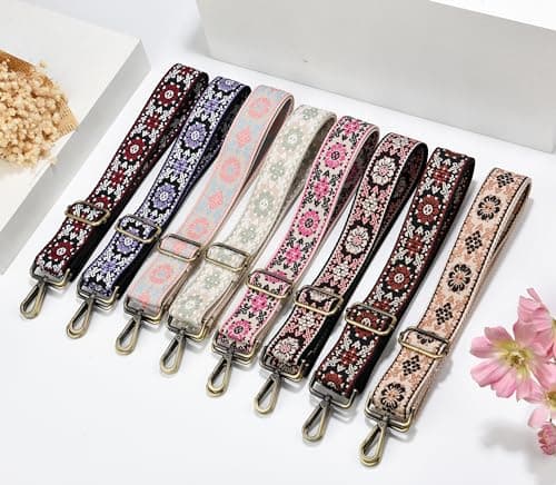 Adjustable Replacement Shoulder Strap for Crossbody Bags, Retro Jacquard Embroidery Design
