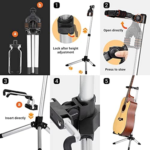 CAHAYA Floor Guitar Stand - Adjustable Height, Folding, Lightweight