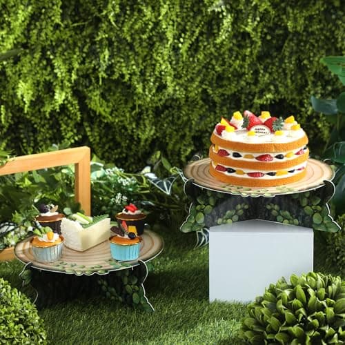 Zopeal Green Leaf Wooden Cupcake Stand for Baby Shower Decoration