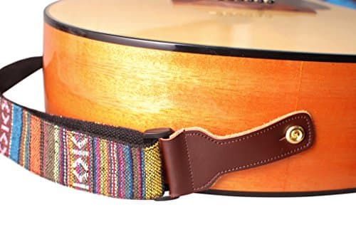 MUSIC FIRST Classic Country Style Genuine Leather Electric Guitar Strap