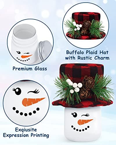 Snowman Winter Mini Mason Jars for Farmhouse Tiered Tray Decor