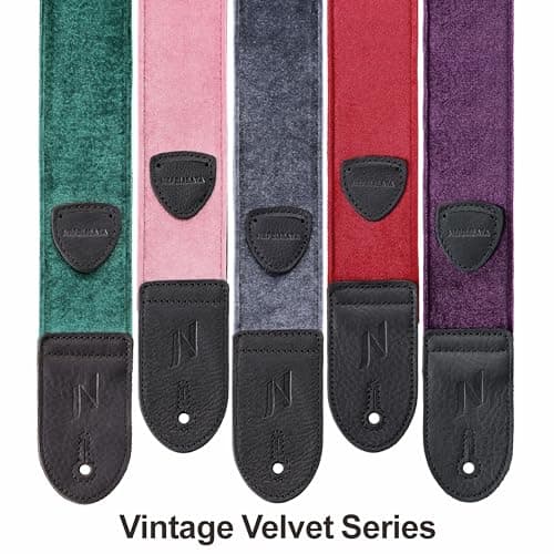 Nefelibata Guitar Strap with Double Leather Ends and Free Bonus - Gift for Bass, Electric, and Acoustic Guitars (Purple)