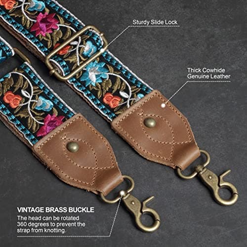 Nefelibata Purse Strap - Wide Leather Shoulder Strap with Embroidery