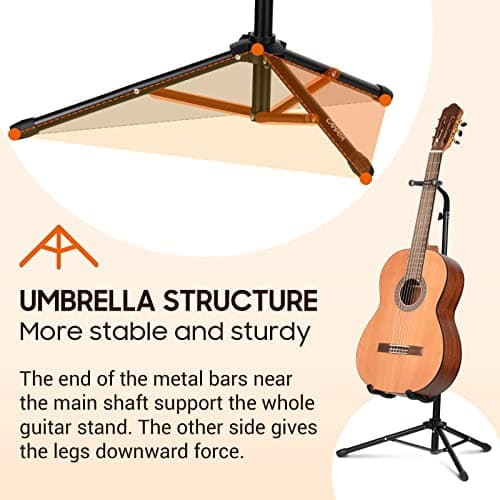 CAHAYA Black Height Adjustable Guitar Stand for Acoustic Electric Classical Bass Banjo