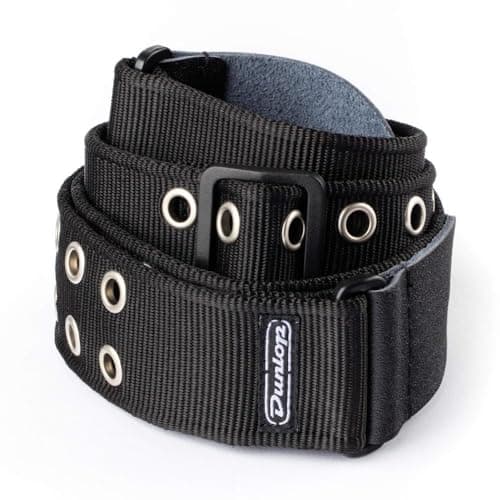 Dunlop D38 Classic Woven Guitar & Bass Straps — Black W/ Grommets