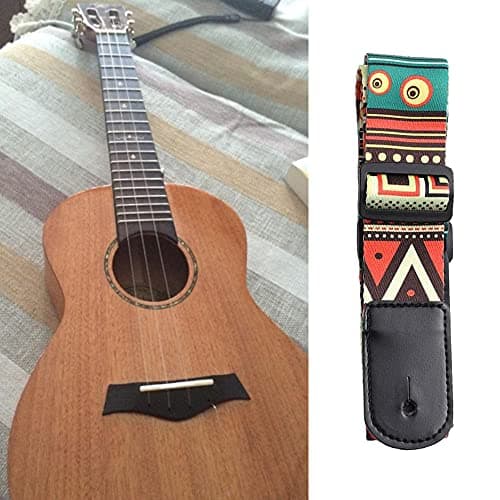 Vintage Woven Leather Guitar Strap for Ukulele & Small Guitar Adjustable Shoulder Strap