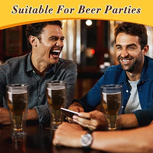 15.5 Oz Double Wall Insulated Beer Glass - Freezable Clear Pub Mug for Beer Lovers