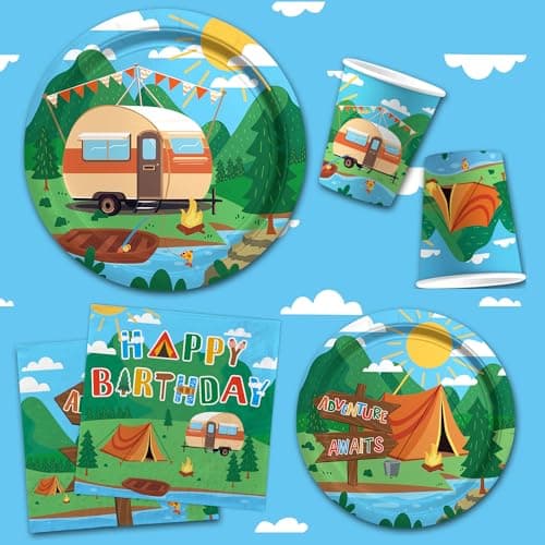 Camping Party Decorations Set - Serves 25 - 1st Birthday & Wedding Parties