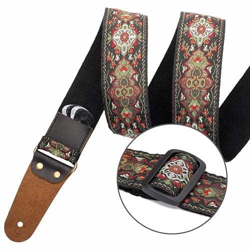 Nefelibata Guitar Strap with Hidden Pocket - for Bass, Electric, and Acoustic Guitars