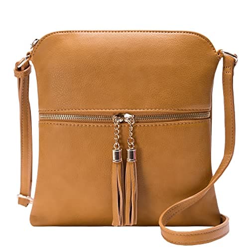 Solene Women's Lightweight Tassel Crossbody Purse, Perfect Daily and Travel Bag — Mustard