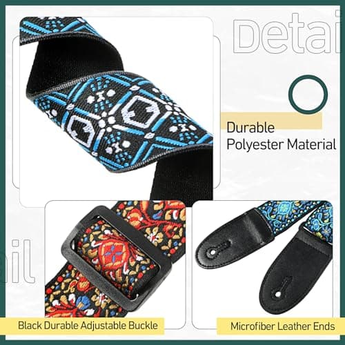 Adjustable 4-Piece Electric & Bass Guitar Strap Belt, Cotton