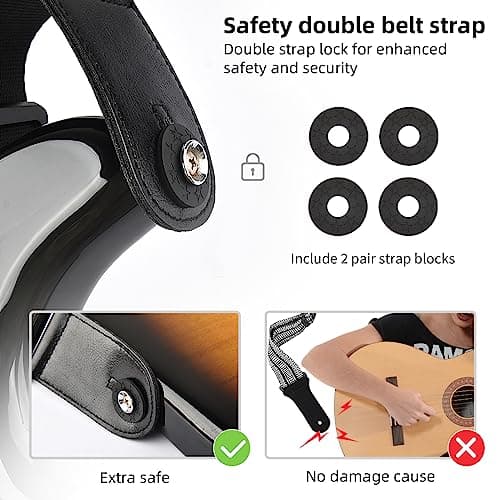 LEKATO Electric Guitar Bass Strap, 3" Wide Padded Neoprene with 3D Sponge Filling, Adjustable 45-55", Includes Picks, Ro