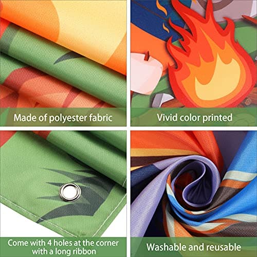 Camping Themed Party Decorations Happy Camper Banner 70.8x43.3 Inch