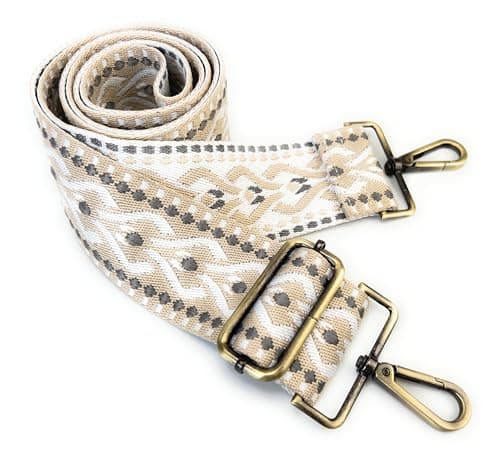 VersaKits Light Green Ethnic Jacquard Crossbody with Adjustable Shoulder Strap — (01)khaki White/Brass Hooks