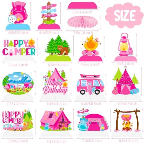 Camping Birthday Honeycomb Centerpieces for Happy Camper Parties Supplies