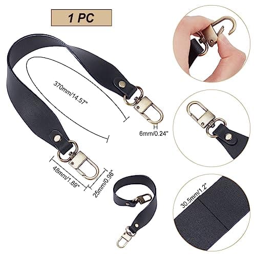 PH PandaHall Genuine Leather 1.2 Inch Wide Purse Strap with Antique Bronze Buckles, 14.5 Inch Long