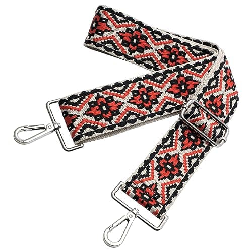 Nefelibata Adjustable 2 Purse Strap - Multi-Pattern Crossbody Replacement — Orange Embroidery