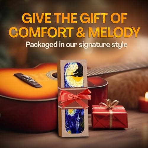 Van Gogh "Starry Night" Guitar Strap for Bass & Guitars - Adjustible Pick Set -Ideal Christmas Gift