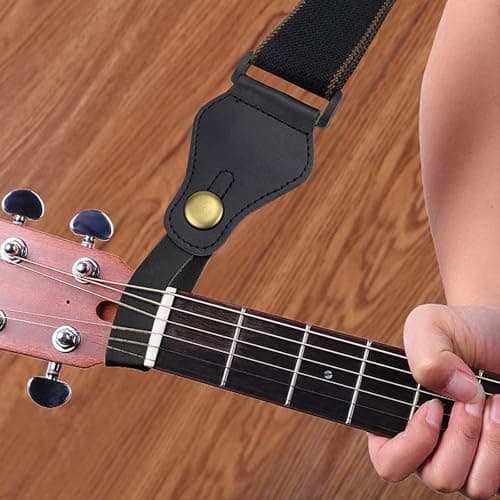2pcs Leather Guitar Neck Strap with Button Lock for Acoustic & Electric Guitars, Ukulele Accessories