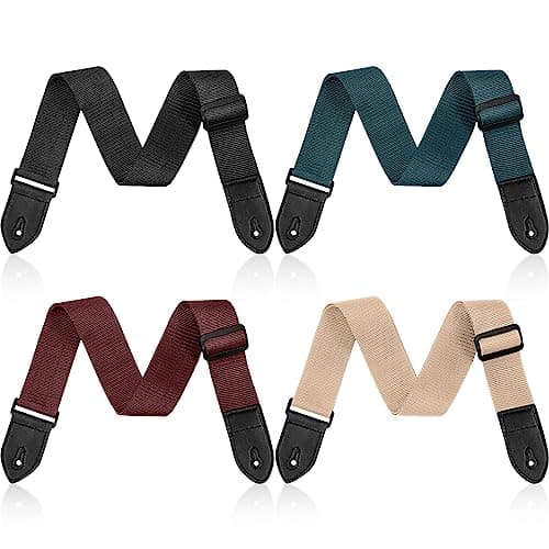Adjustable 4-Piece Electric & Bass Guitar Strap Belt, Cotton — Dark Color